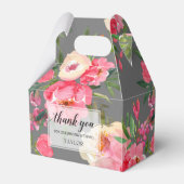 Elegant Peonies Floral Gray Bedankdoosjes (Voorkant Zijde)