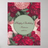 Elegant Peonies. Gelukkige verjaardag. Gepersonali Poster (Voorkant)