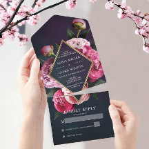 Elegant Peonies Gold Lijst Modern Weddenschap