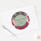 Elegant Peonies Happy Birthday Ronde Sticker (Envelop)