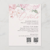 Elegant Peonies Meisje Baby shower Details 2 QR Co Informatiekaartje (Voorkant)