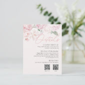 Elegant Peonies Meisje Baby shower Details 2 QR Co Informatiekaartje (Staand voorkant)