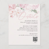 Elegant Peonies Meisje Baby shower Details QR Code Informatiekaartje (Voorkant)