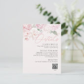 Elegant Peonies Meisje Baby shower Details QR Code Informatiekaartje (Staand voorkant)