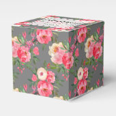 Elegant Peonies op grijs Bedankdoosjes (Voorkant Zijde)