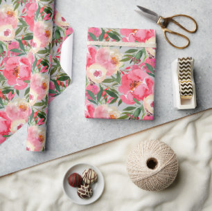 Elegant Peonies op grijs Cadeaupapier