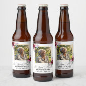 Elegant Peonies Photo Funeral Bier Etiket (Flessen)