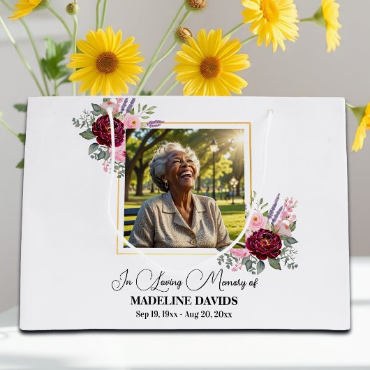 Elegant Peonies Photo Funeral Keepsake Groot Cadeauzakje