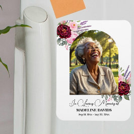 Elegant Peonies Photo Funeral Keepsake  Magneet