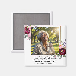 Elegant Peonies Photo Funeral Keepsake  Magneet