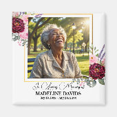 Elegant Peonies Photo Funeral Keepsake  Magneet (Voorkant)