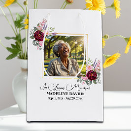 Elegant Peonies Photo Funeral Keepsake Medium Cadeauzakje