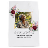 Elegant Peonies Photo Funeral Keepsake Medium Cadeauzakje (Voorkant)