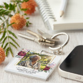 Elegant Peonies Photo Funeral Keepsake  Sleutelhanger (Voorkant Rechts)