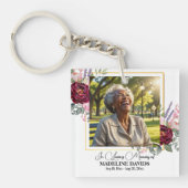 Elegant Peonies Photo Funeral Keepsake Sleutelhanger (voorkant)