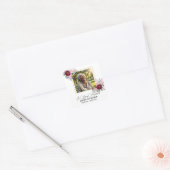 Elegant Peonies Photo Funeral Vierkante Sticker (Envelop)