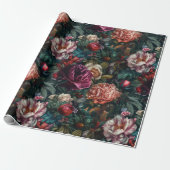 Elegant Peonies Rozen Floral Cadeaupapier (Uitgerold)