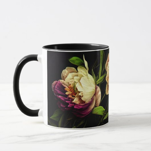 Elegant Peonies & Rozen Koffie-Mok Mok (Links)