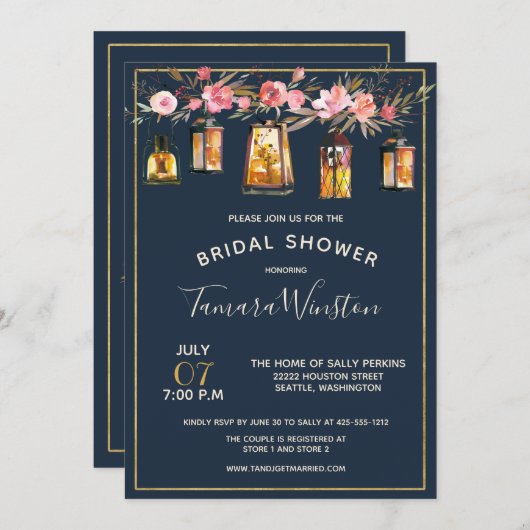 Elegant Peonies Rustic Lantern Coral Floral Kaart (Voorkant / Achterkant)