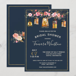 Elegant Peonies Rustic Lantern Coral Floral Kaart