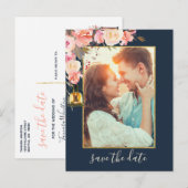 Elegant Peonies Rustic Lantern Coral Photo Aankondigingskaart (Voorkant / Achterkant)