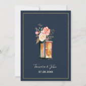 Elegant Peonies Rustic Lantern marine Coral Weddin Kaart (Achterkant)