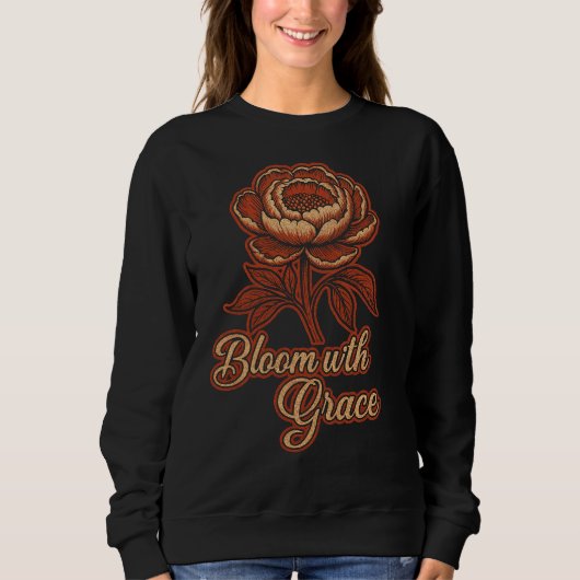 Elegant Peony "Bloom with Grace" Floral Women's Trui (Voorkant)