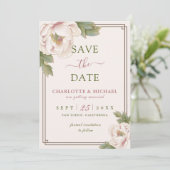 Elegant Peony Blush Pink Wedding Save the Date (Staand voorkant)