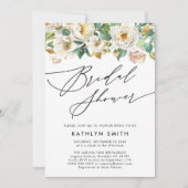 Elegant Peony Botanical Greenery Vrijgezellenfeest Kaart (Voorkant)