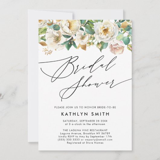 Elegant Peony Botanical Greenery Vrijgezellenfeest Kaart (Voorkant)