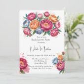 Elegant Peony Bouquet Bachelorette Party Kaart (Staand voorkant)