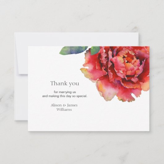 Elegant peony bruiloft bedankt je kaart (Voorkant)