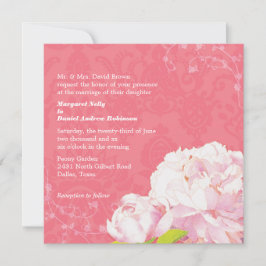 Elegant Peony Coral Pink Wedding Kaart