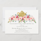 Elegant Peony Floral Baby shower Tea Invitation Kaart (Voorkant)