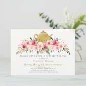 Elegant Peony Floral Baby shower Tea Invitation Kaart (Staand voorkant)