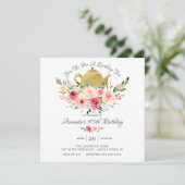 Elegant Peony Floral Birthday Tea Invitation Kaart (Staand voorkant)