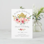 Elegant Peony Floral Birthday Tea Invitation Kaart (Staand voorkant)