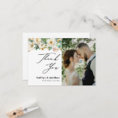 Elegant Peony Floral Greenery Foto Dank u Kaart (Voorkant / Achterkant in situ)