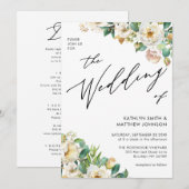 Elegant Peony Floral Greenery in one Wedding Kaart (Voorkant / Achterkant)