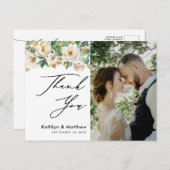 Elegant Peony Floral Greenery Wedding Bedankt Briefkaart (Voorkant / Achterkant)