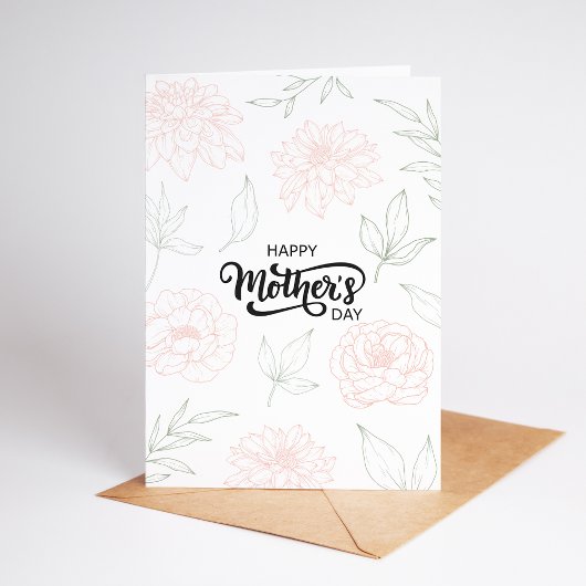 Elegant Peony Floral Mother’s Day Card Kaart