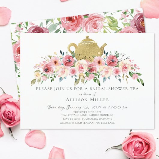 Elegant Peony Floral Vrijgezellenfeest Tea Invitat Kaart