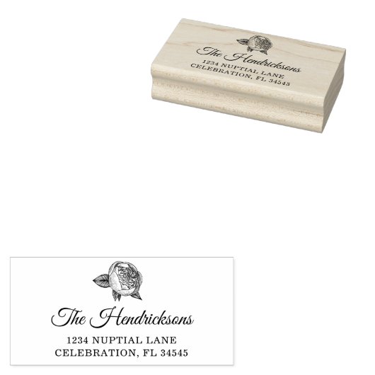 Elegant Peony Flower Adres Rubberstempel (Gestempeld)