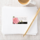 Elegant Peony Flower Art Typografie Etiket (Insitu)