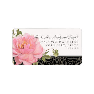 Elegant   Peony Flower Art Typografie Etiket
