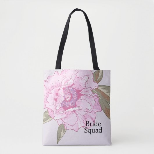 Elegant Peony Flower Floral Wedding Personalized Tote Bag (Voorkant)