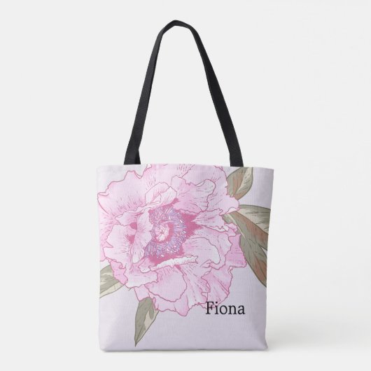 Elegant Peony Flower Floral Wedding Personalized Tote Bag (Achterkant)