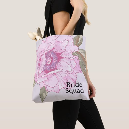 Elegant Peony Flower Floral Wedding Personalized Tote Bag (Dichtbij)