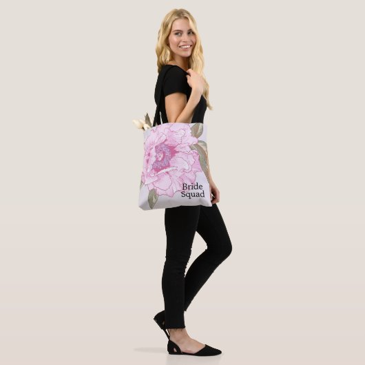 Elegant Peony Flower Floral Wedding Personalized Tote Bag (Op model)
