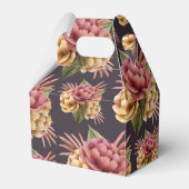 Elegant Peony Flowers op Paars Brown Bedankdoosjes (Achterkant)